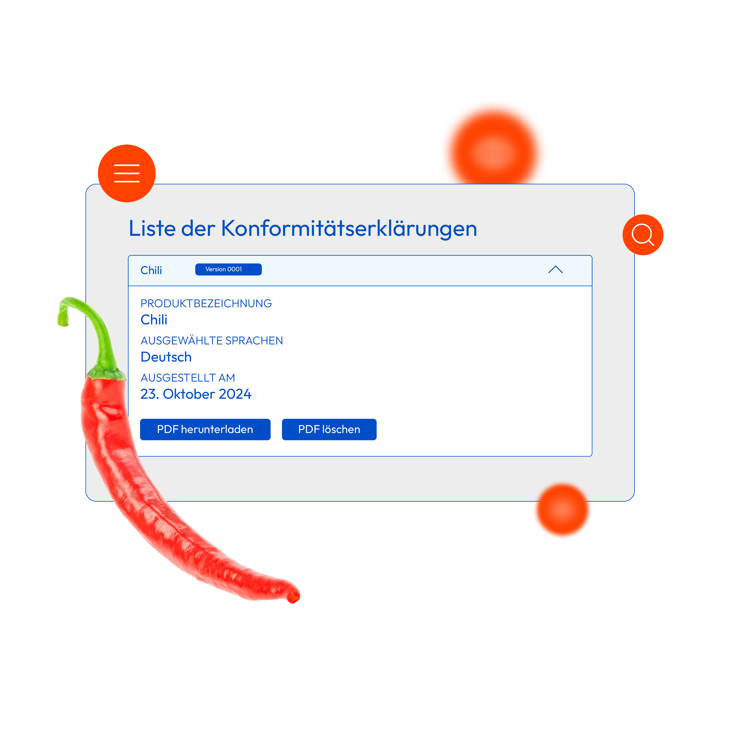 Liste der Konformitätserklärungen