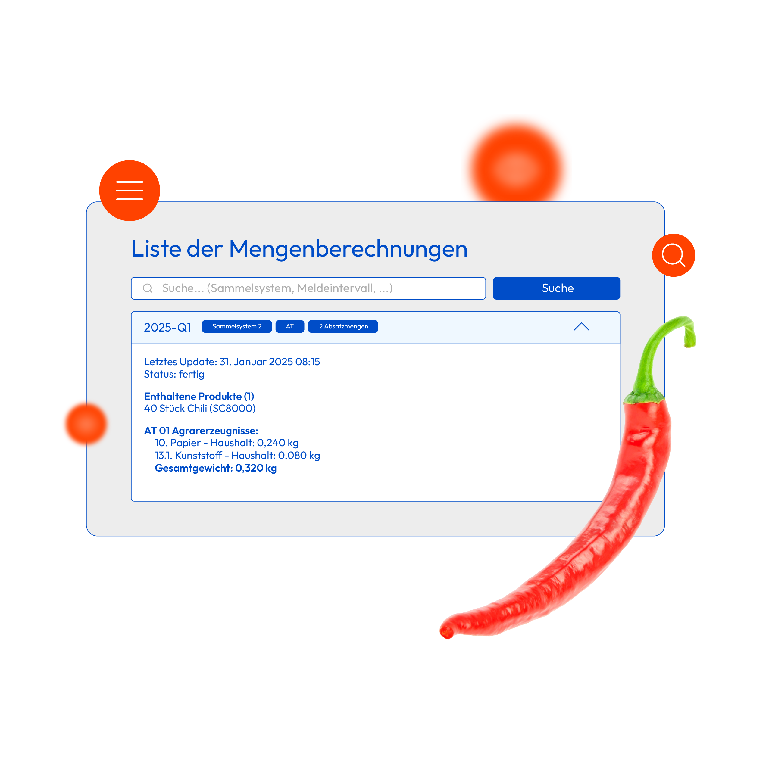 Liste der Mengenberechnung