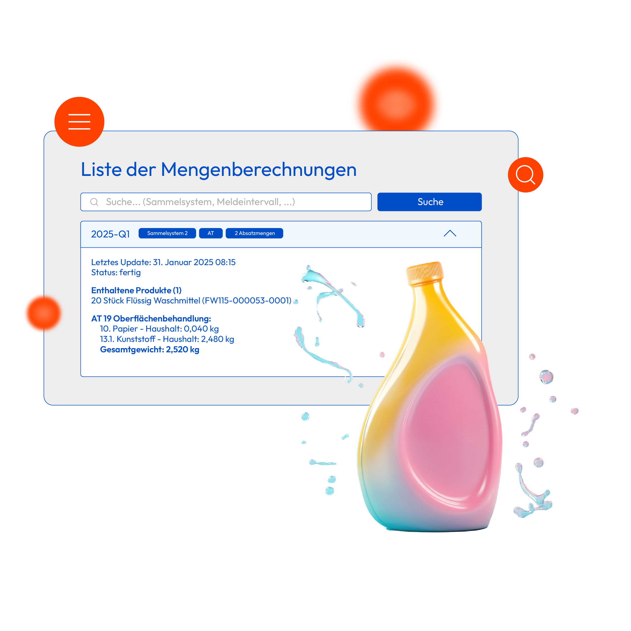 Liste der Mengenberechnung