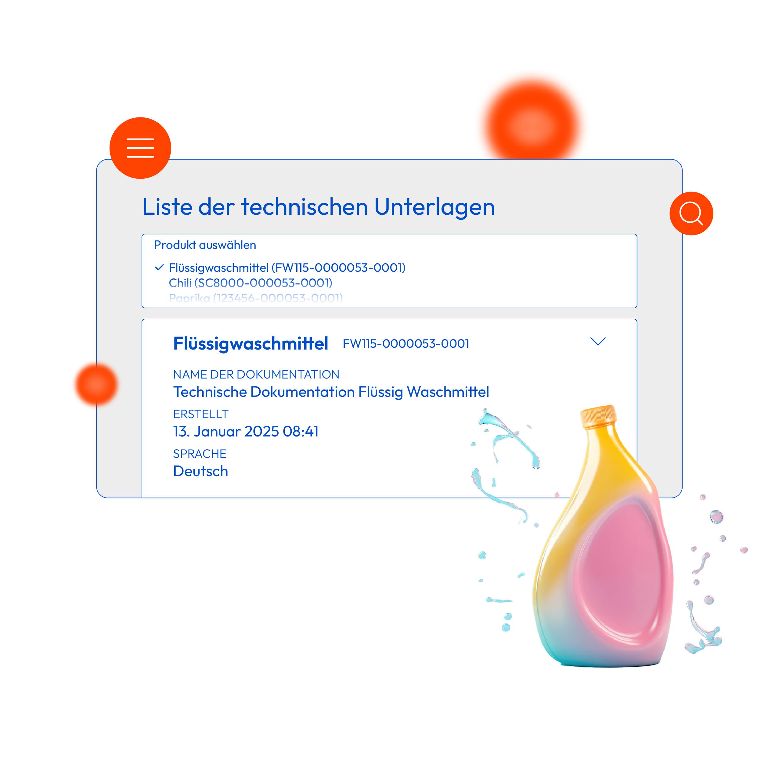 Liste der technischen Unterlagen