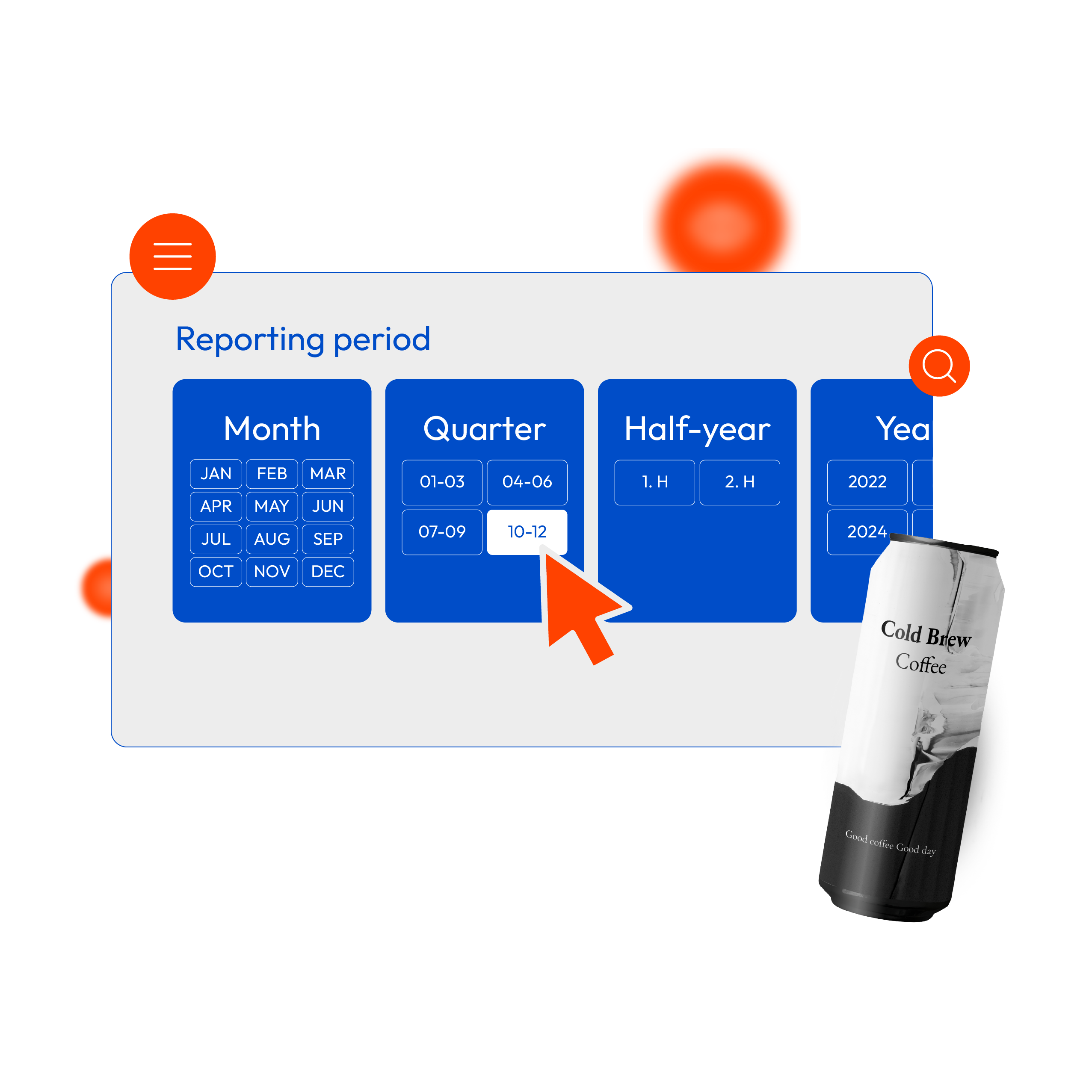 Select custom reporting periods